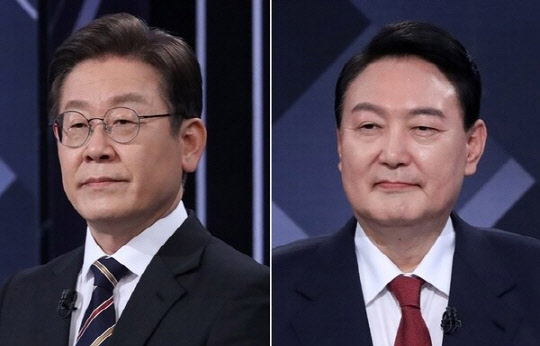 이재명(왼쪽) 더불어민주당 대선후보와 윤석열 국민의힘 대선후보   [연합뉴스]